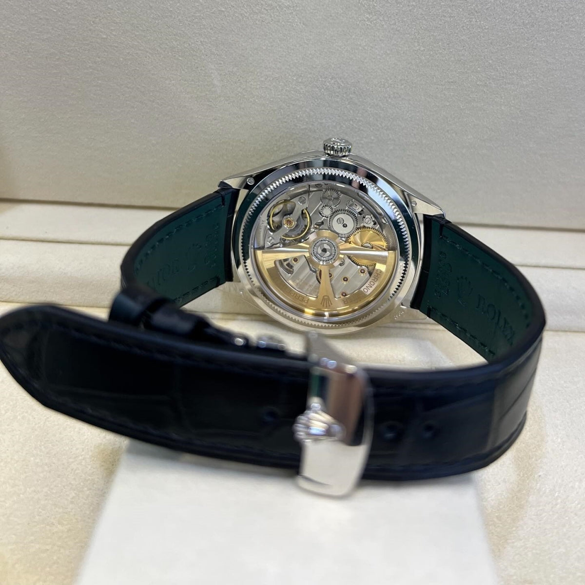 【1:1 Super Clone】Rolex 1908 Platinum Ice Blue Dial Black Alligator Strap - 52506-0003