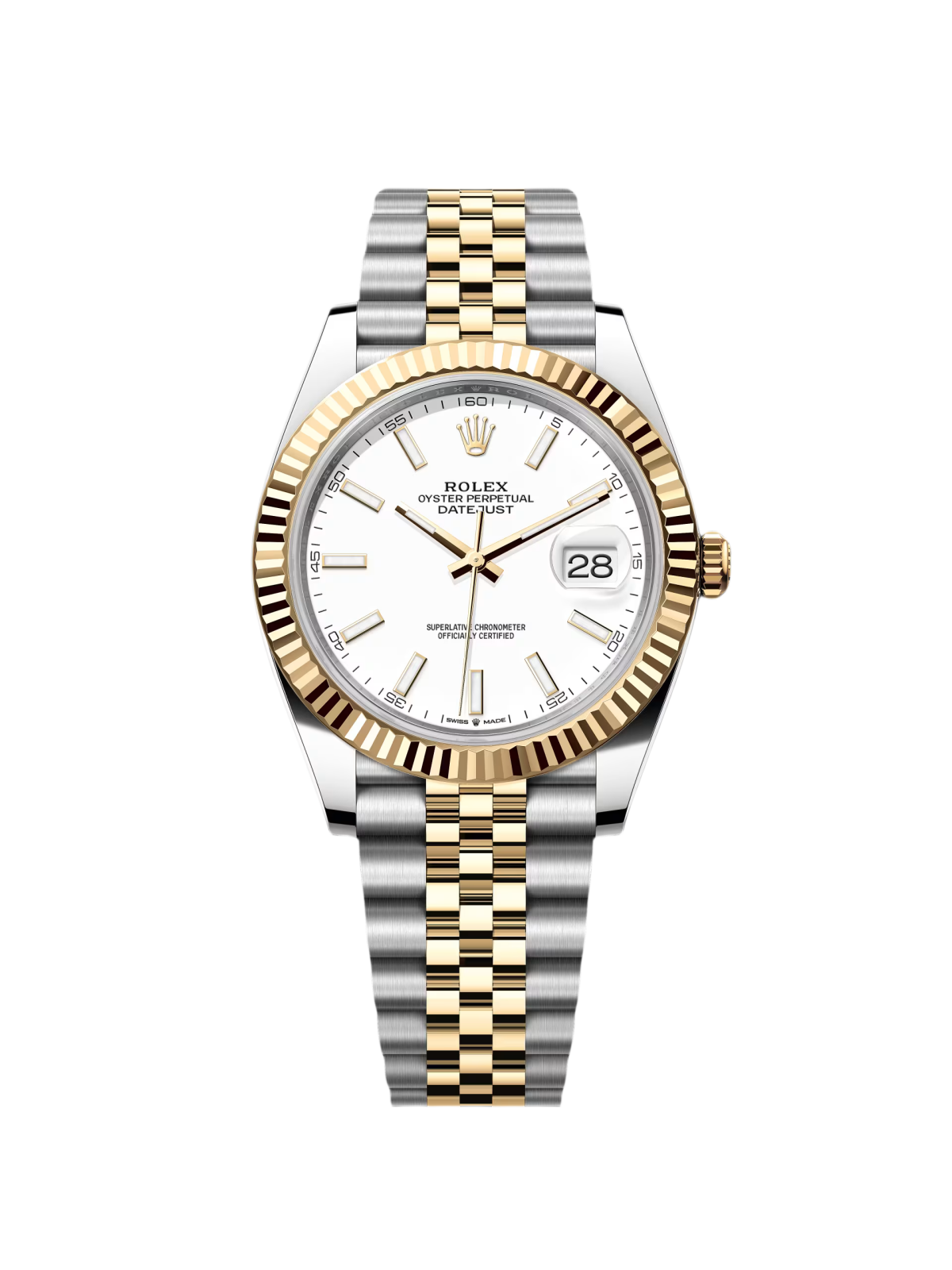 【1:1 Super Clone】  Datejust 41mm 126333 White Index Oyster Steel and Yellow Gold Mens Watch