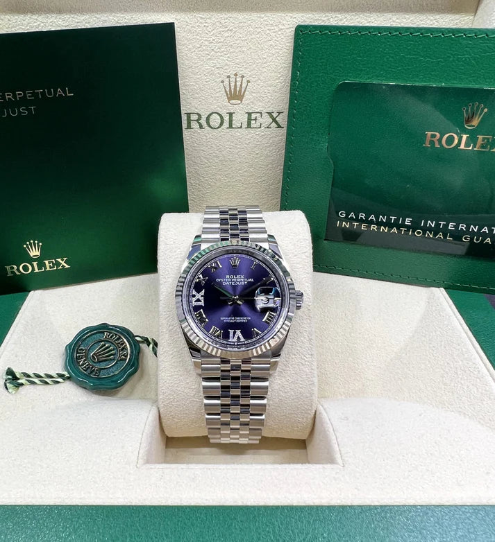 【1:1 Super Clone】  Datejust 36mm 126234 Datejust Aubergine Purple Diamond Roman Oyster Stainless Steel