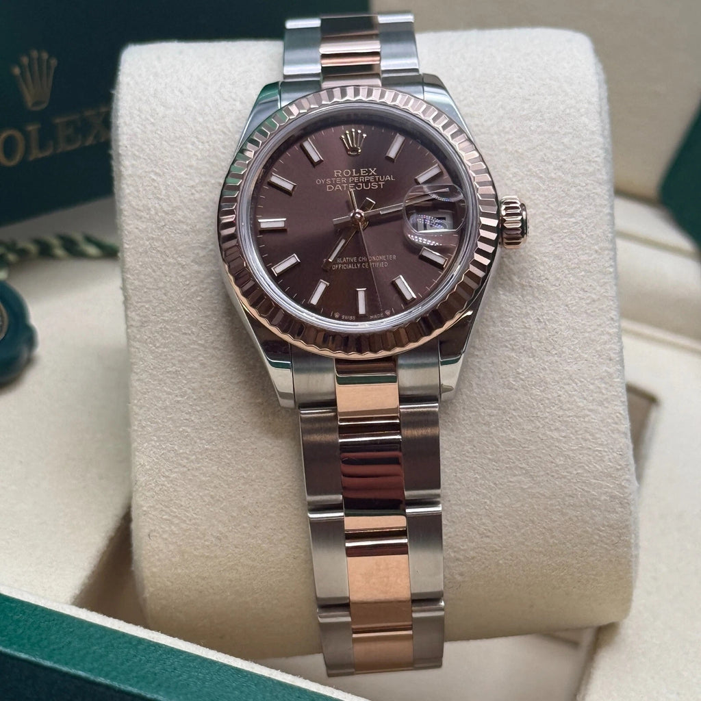 【1:1 Super Clone】 Lady-Datejust 28mm 279171 Chocolate Index Oyster Stainless Steel and Rose Gold