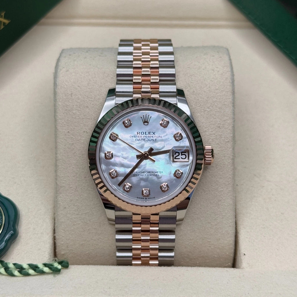 【1:1 Super Clone】 Lady-Datejust 28mm 279171 White Mother Of Pearl Diamond Oyster Stainless Steel and Rose Gold