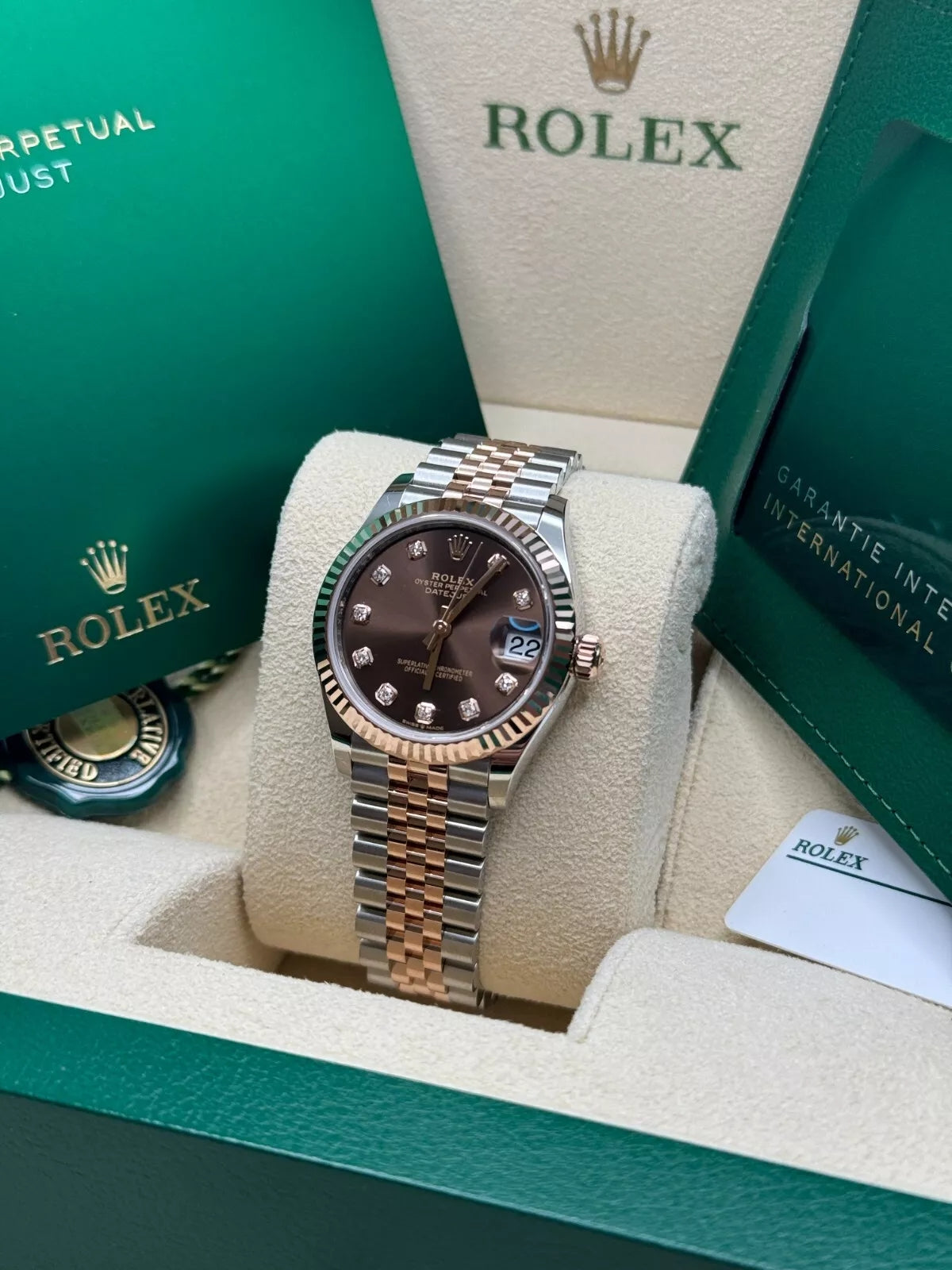 【1:1 Super Clone】 Lady-Datejust 28mm 279171 Chocolate Diamond Oyster Stainless Steel and Rose Gold