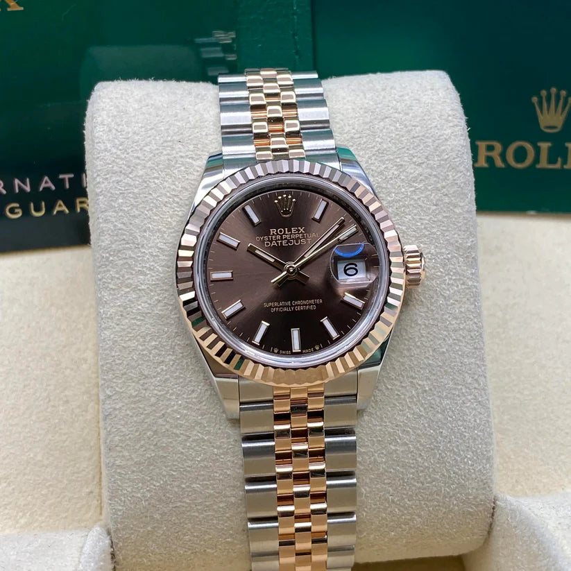 【1:1 Super Clone】 Lady-Datejust 28mm 279171 Chocolate Index Oyster Stainless Steel and Rose Gold