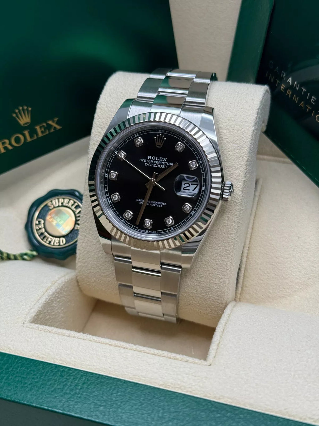 【1:1 Super Clone】  Datejust 41mm 126334 Black Diamond Oyster Stainless Steel Mens Watch