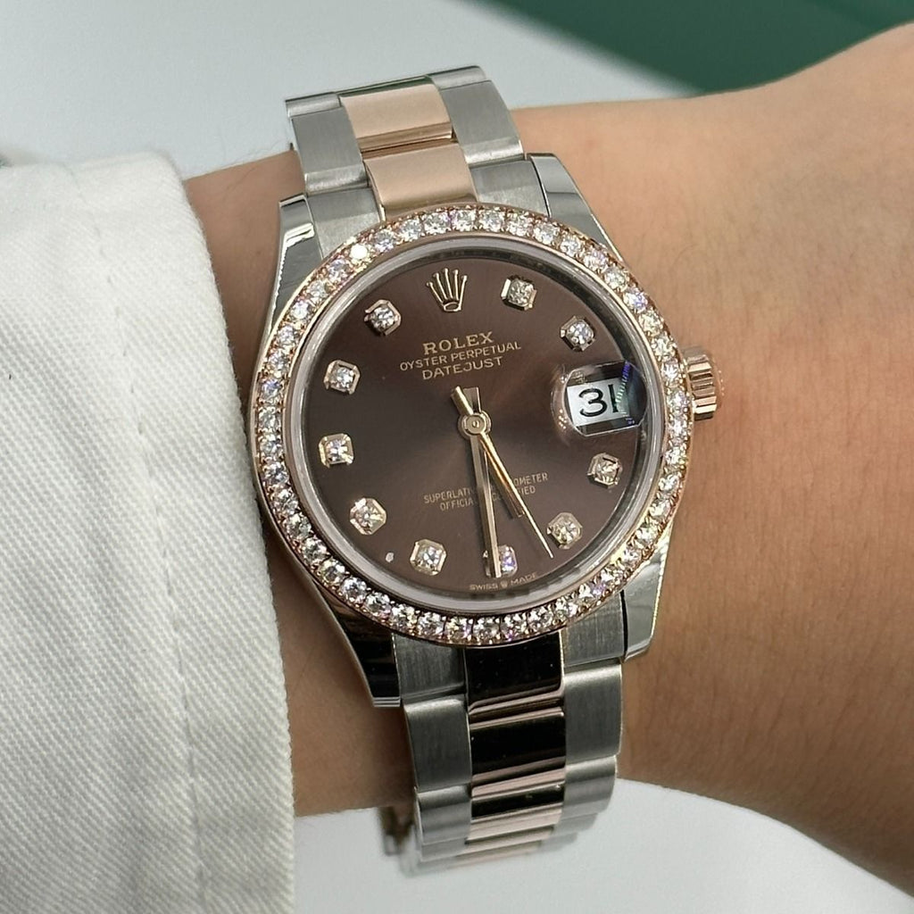【1:1 Super Clone】 Datejust m278381-0027/0028 Chocolate Diamond 31mm Dial Diamond-Set Bezel and Oyster Bracelet Watch