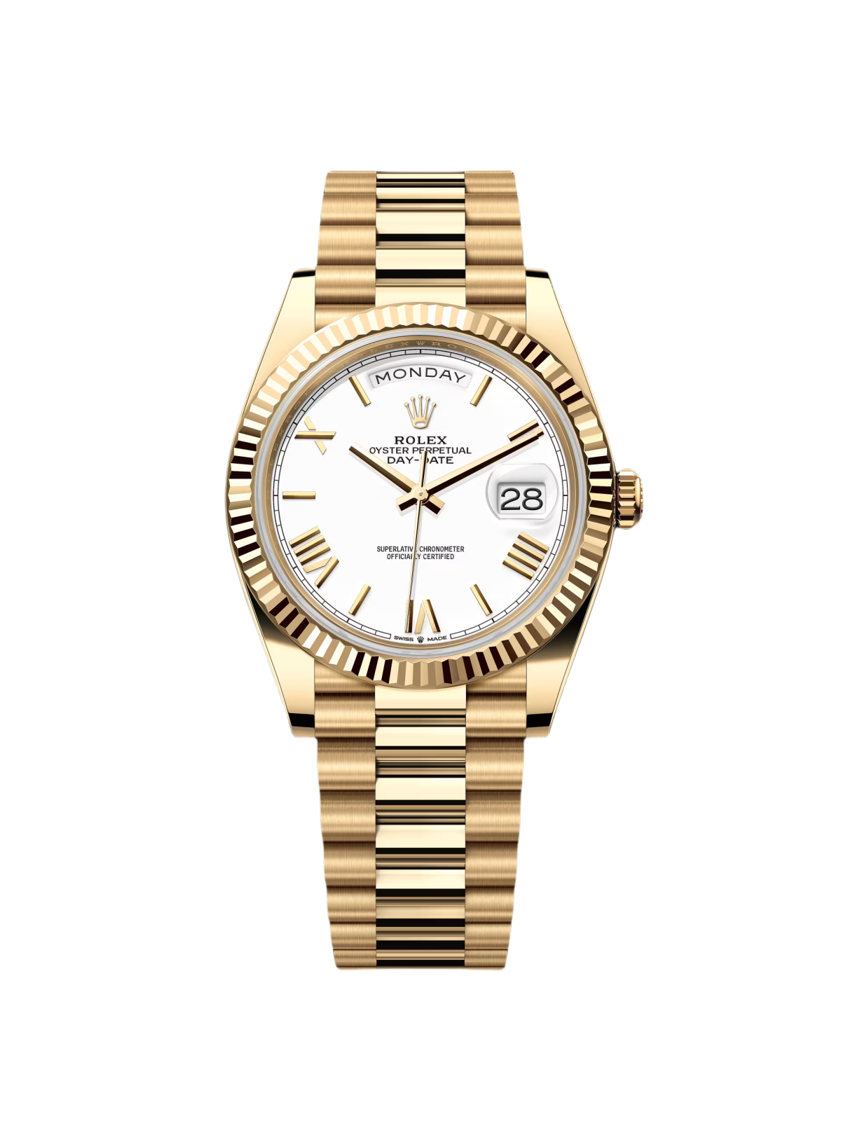 【1:1 Super Clone】 Day-Date "President" 40mm Yellow Gold White Roman Dial - 228238
