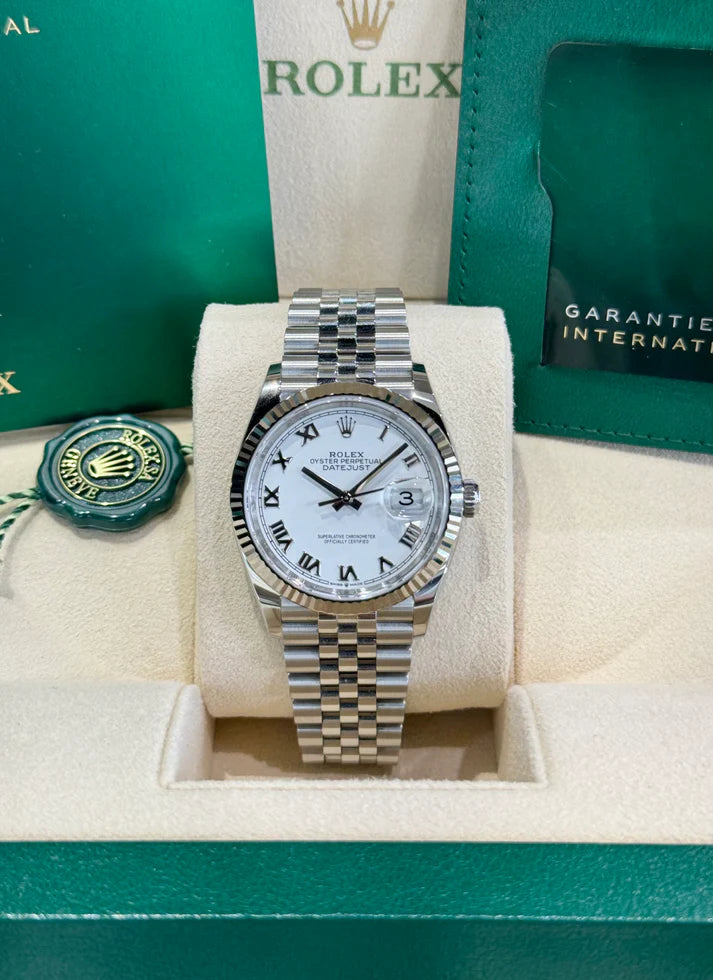 【1:1 Super Clone】  Datejust 36mm 126234 White Roman Dial Oyster Stainless Steel Mens