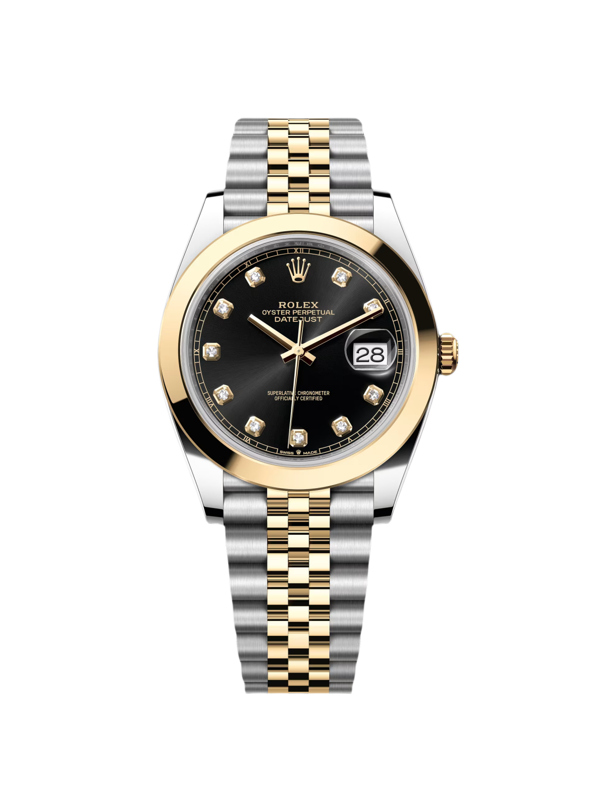 【1:1 Super Clone】 Datejust 41mm 126303 Black Diamond Oyster Steel and Yellow Gold Mens Watch