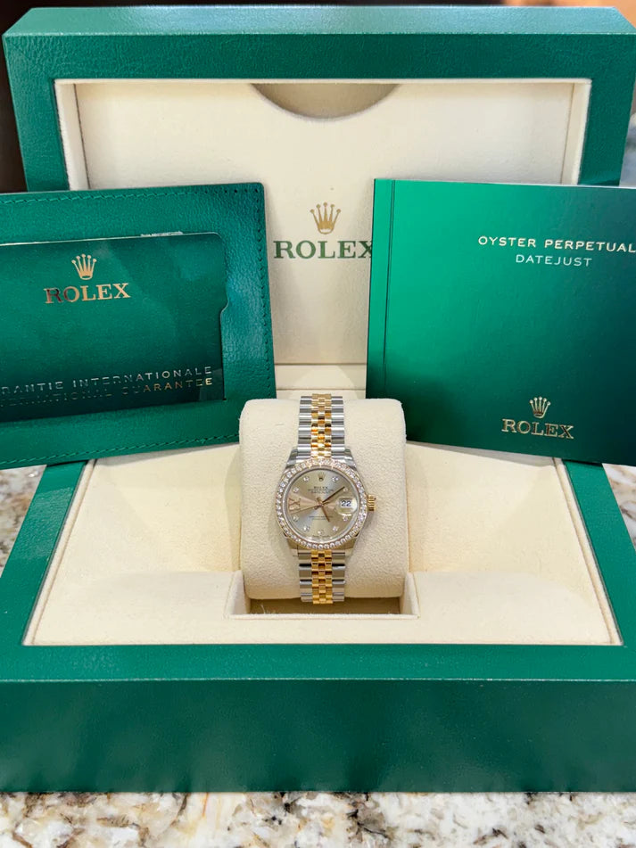 【1:1 Super Clone】 Lady-Datejust 28mm 279383RBR Champagne Diamond Dial Yellow Rolesor Oyster Bracelet