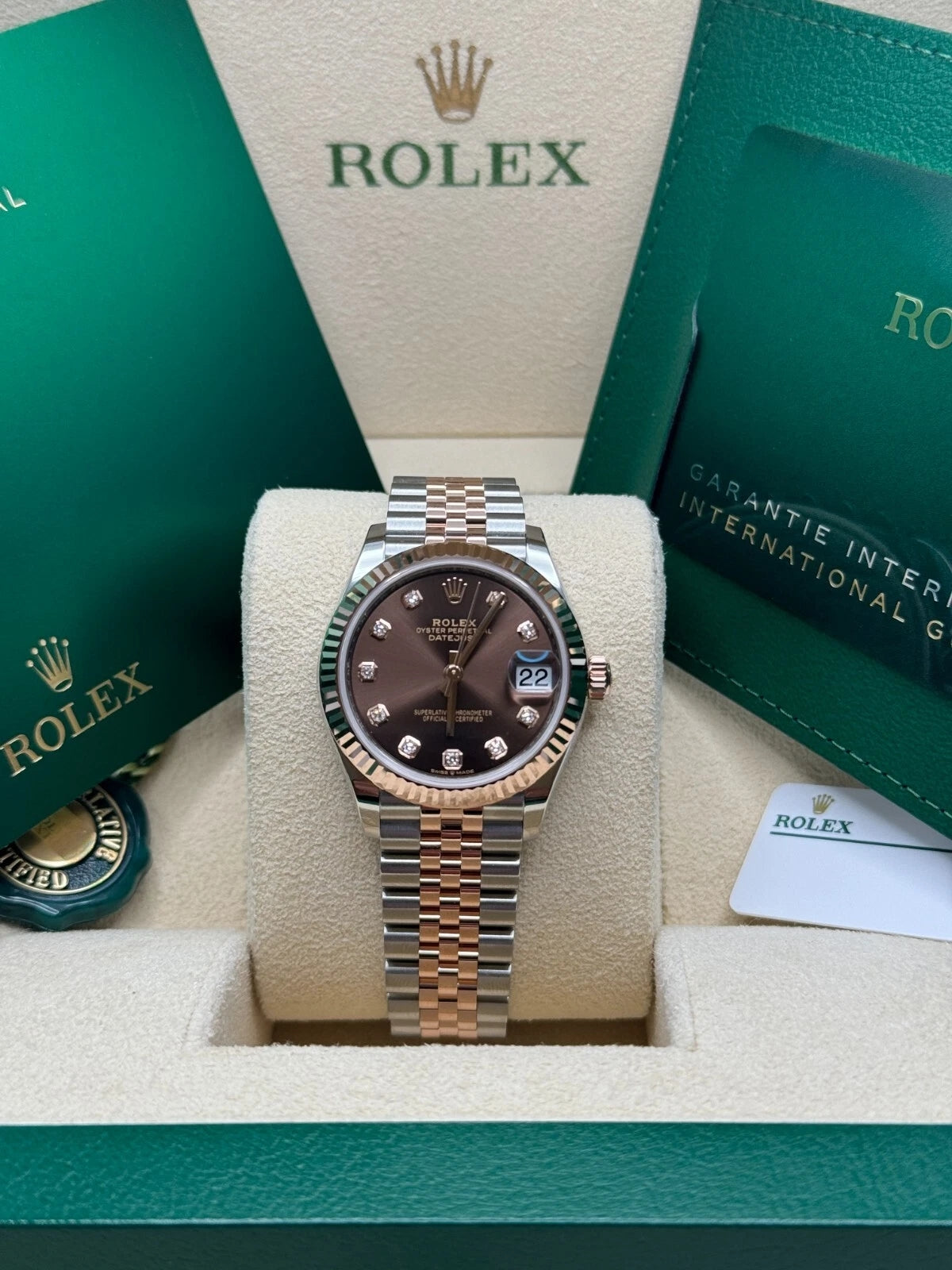 【1:1 Super Clone】 Lady-Datejust 28mm 279171 Chocolate Diamond Oyster Stainless Steel and Rose Gold