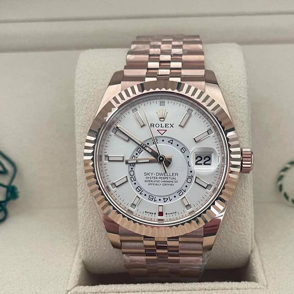 【1:1 Super Clone】  Sky-Dweller 42mm 336935-0003/0007 Rose Gold White Dial Oyster
