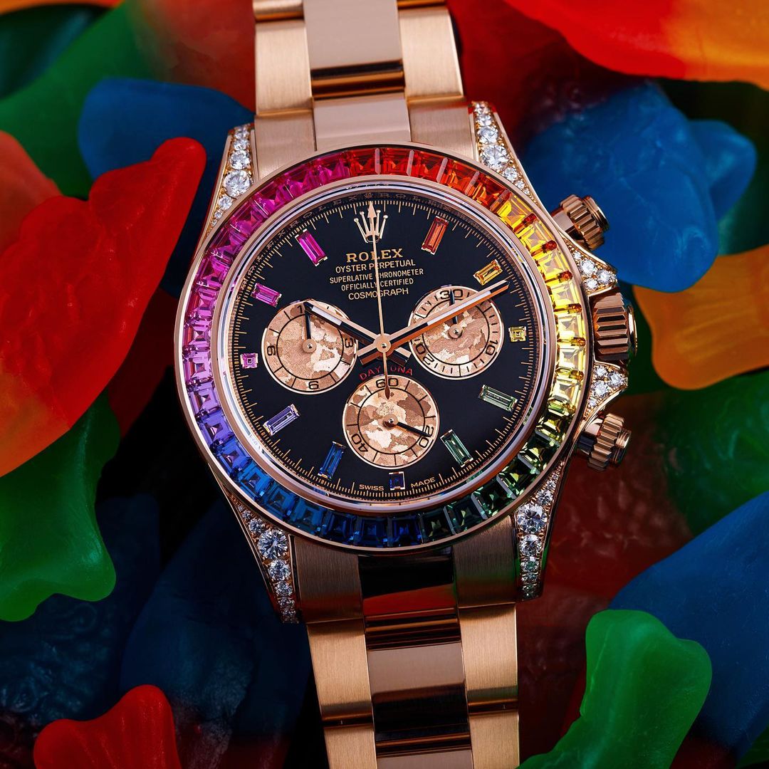 Rolex Daytona Rainbow Baguettes Rose Gold Black Dial 40mm 116595RBOW