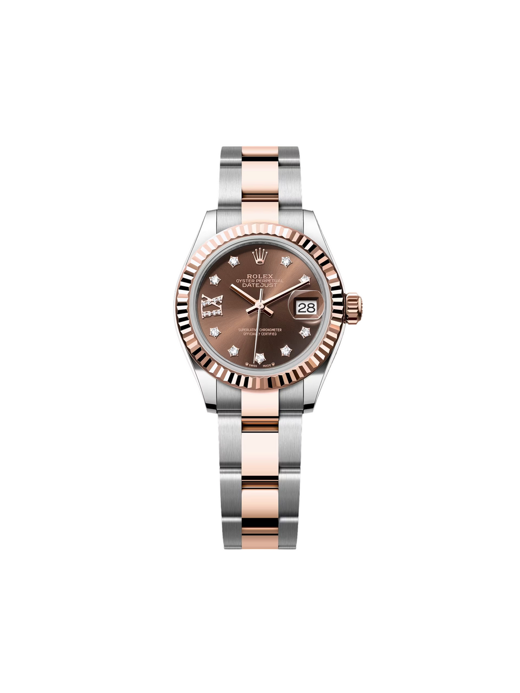 【1:1 Super Clone】 Lady-Datejust 28mm 279171 Chocolate Diamond Set Oyster Stainless Steel and Rose Gold