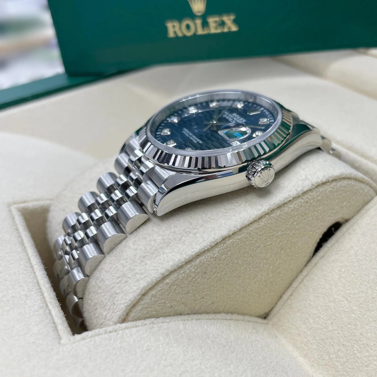 【1:1 Super Clone】  Datejust 36mm 126234 Blue Fluted Motif Diamond Dial Jubilee Bracelet Watch