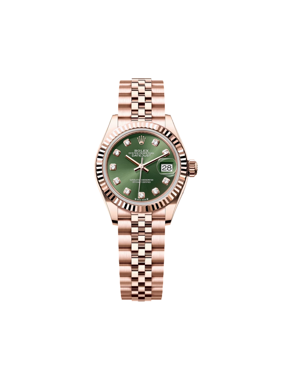 【1:1 Super Clone】 Lady-Datejust 28mm 279175 Green Diamond-Set Dial President Everose Gold