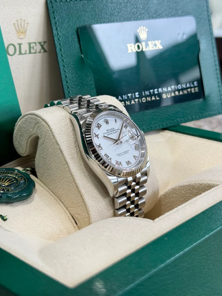 【1:1 Super Clone】  Datejust 36mm 126234 White Roman Dial Oyster Stainless Steel Mens