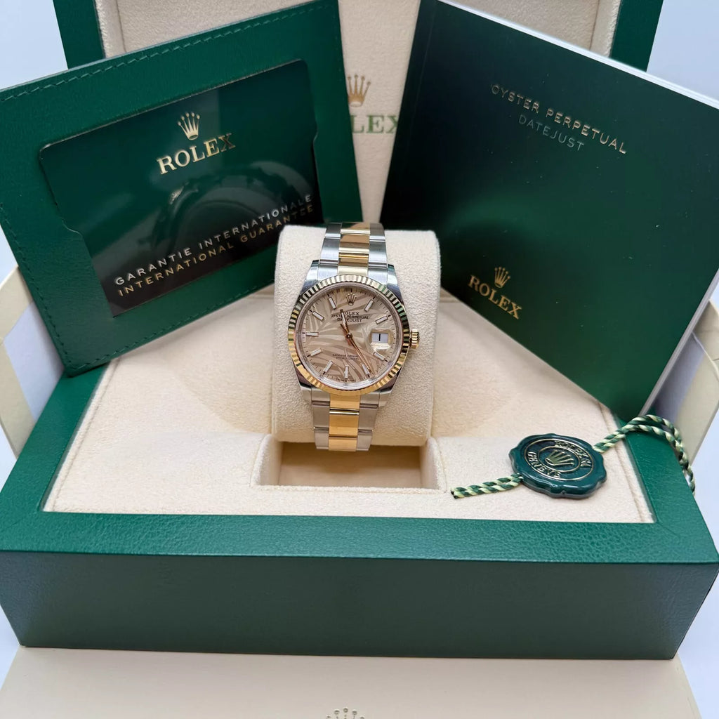 【1:1 Super Clone】  Datejust 36mm 126233 Golden Palm Motif Dial Jubilee Bracelet Watch
