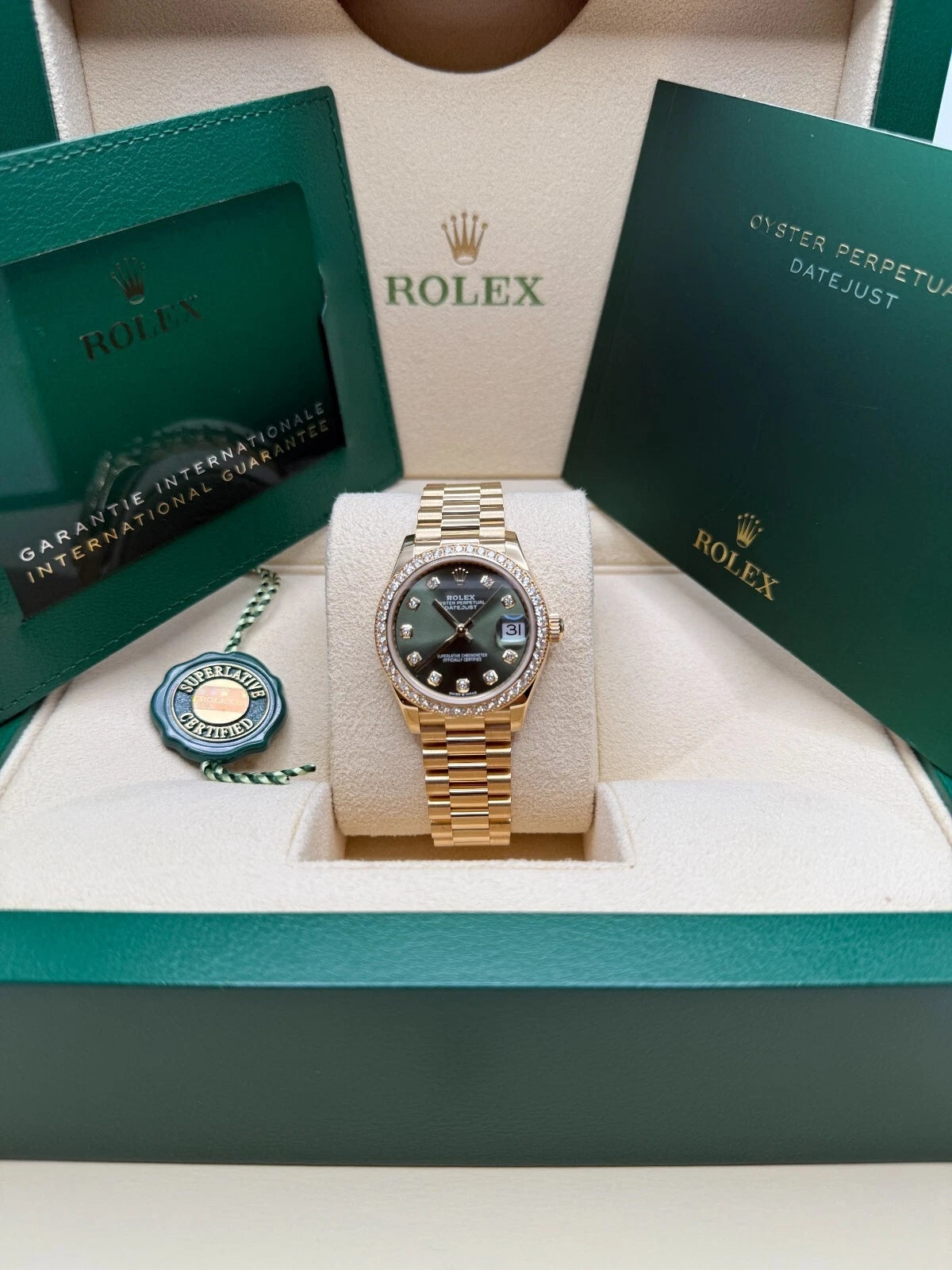【1:1 Super Clone】 Datejust m278288RBR-0007 Olive Green 31mm Dial President Bracelet Watch