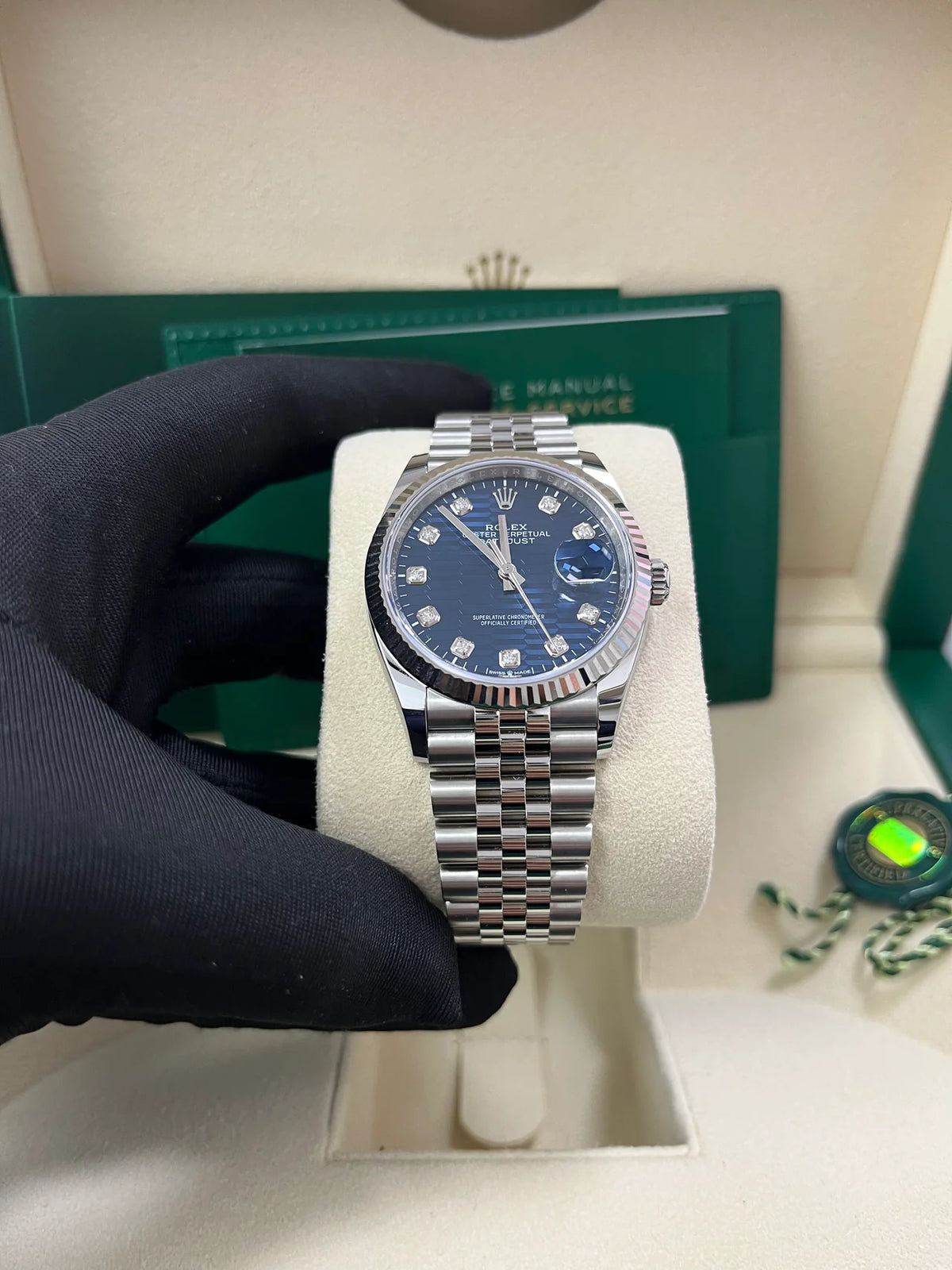 【1:1 Super Clone】  Datejust 36mm 126234 Blue Fluted Motif Diamond Dial Jubilee Bracelet Watch