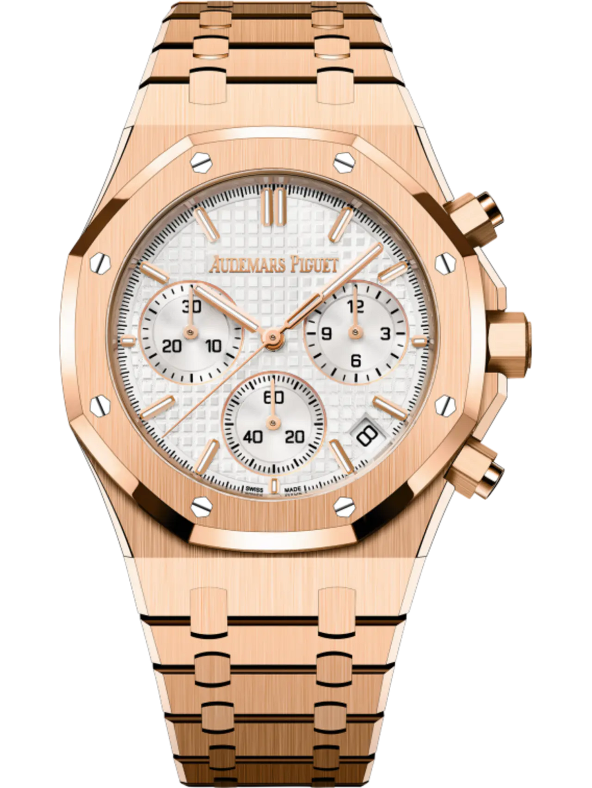 【1:1 Super Clone】A&P ROYAL OAK Pink Gold Silver-Toned Dial CHRONOGRAPH 41mm