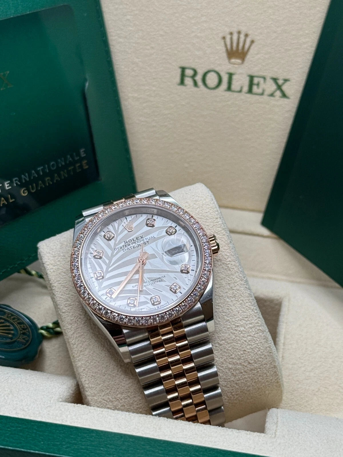 【1:1 Super Clone】  Datejust 36mm 126281 Silver Palm Motif Diamond Dial Oyster Bracelet