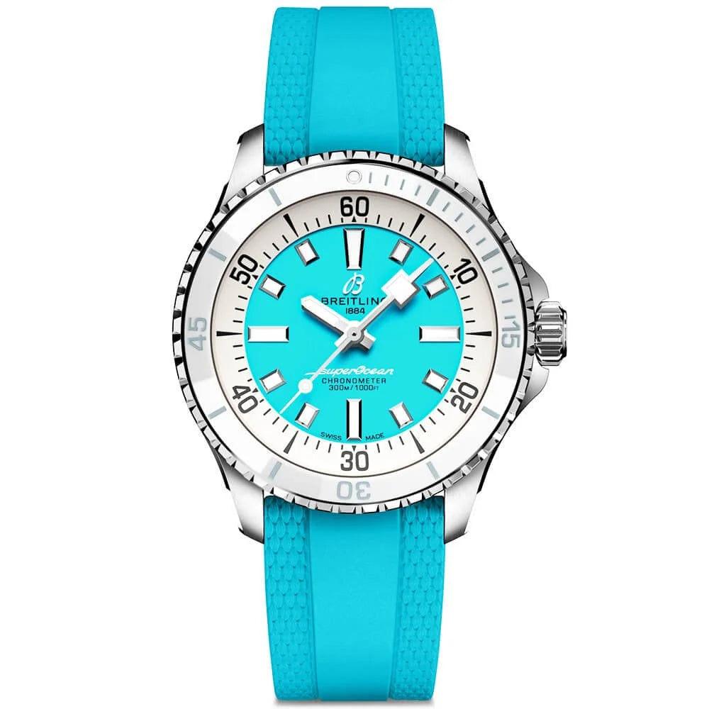 【1:1 Super Clone】BREITLINGSuperocean 36mm Turquoise Dial Ladies Automatic Strap Watch