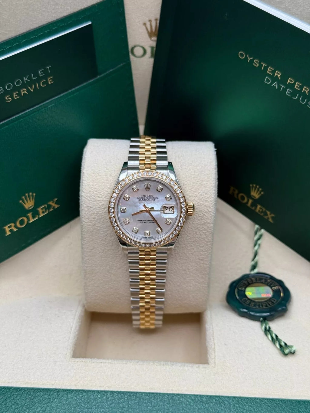 【1:1 Super Clone】 Lady-Datejust 28mm 279383RBR Mother-of-Pearl Dial Yellow Rolesor Oyster Bracelet