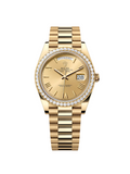 【1:1 Super Clone】 Day-Date 40mm Champagne Dial and Diamond Bezel Yellow Gold President Bracelet  228348RBR-0003