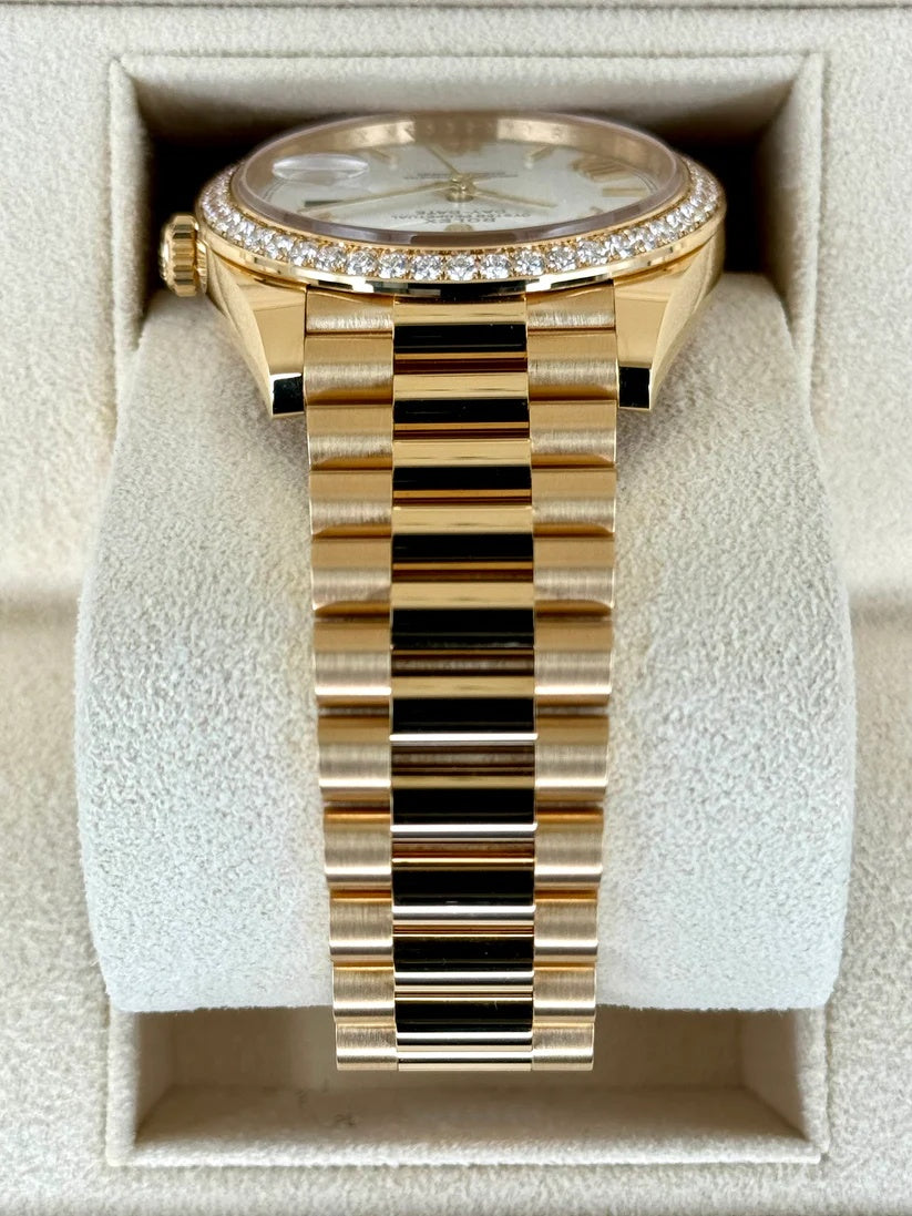 【1:1 Super Clone】  Day-Date "President" 40mm Yellow Gold White Roman Dial Diamond Bezel - 228348rbr
