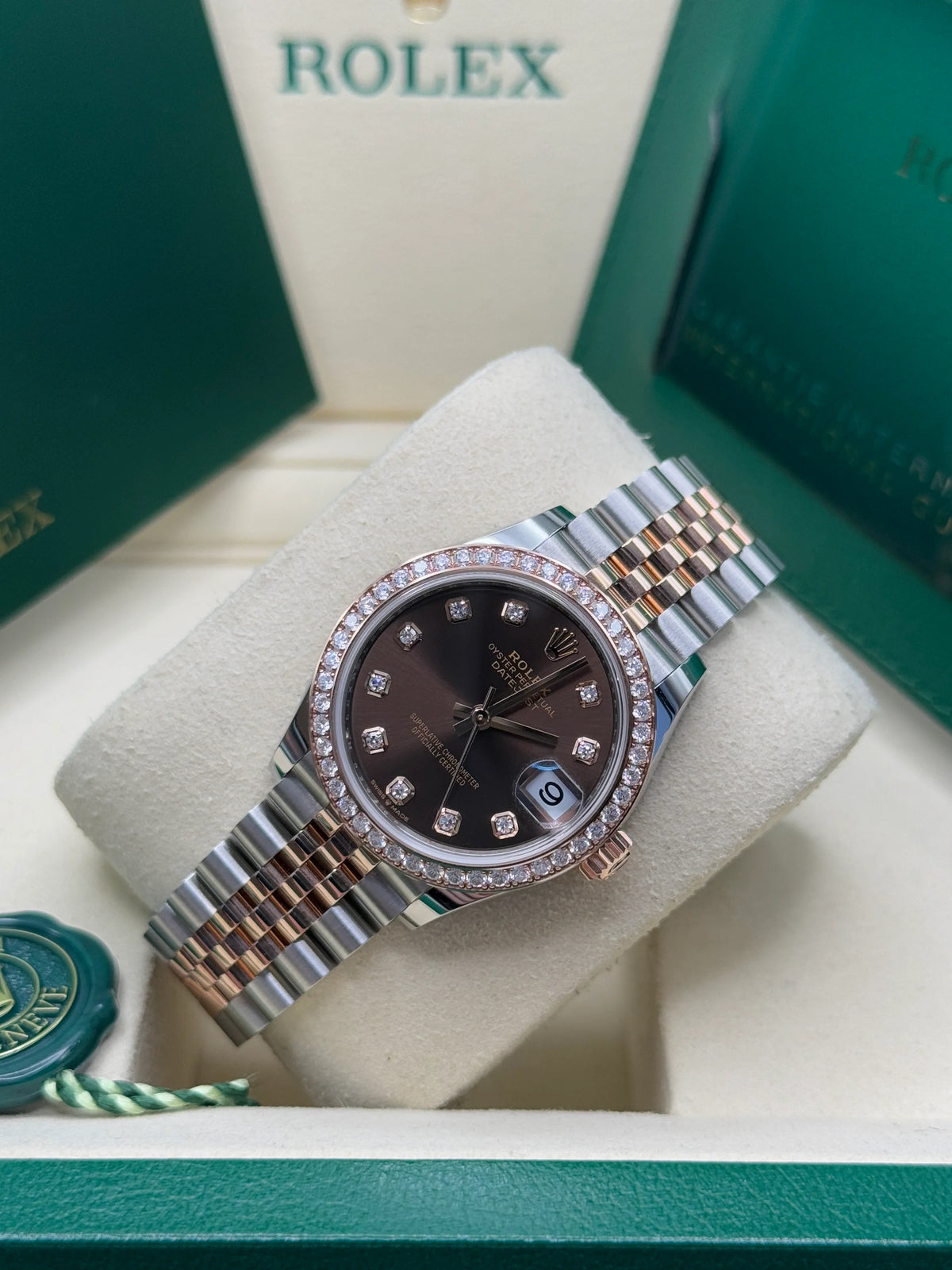 【1:1 Super Clone】 Datejust m278381-0027/0028 Chocolate Diamond 31mm Dial Diamond-Set Bezel and Oyster Bracelet Watch