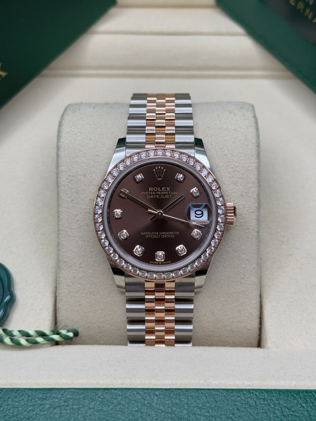 【1:1 Super Clone】 Datejust m278381-0027/0028 Chocolate Diamond 31mm Dial Diamond-Set Bezel and Oyster Bracelet Watch