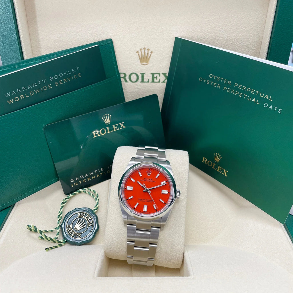 【1:1 Super Clone】 Oyster Perpetual 36mm 126000-0007 Coral Red Dial Steel Watch