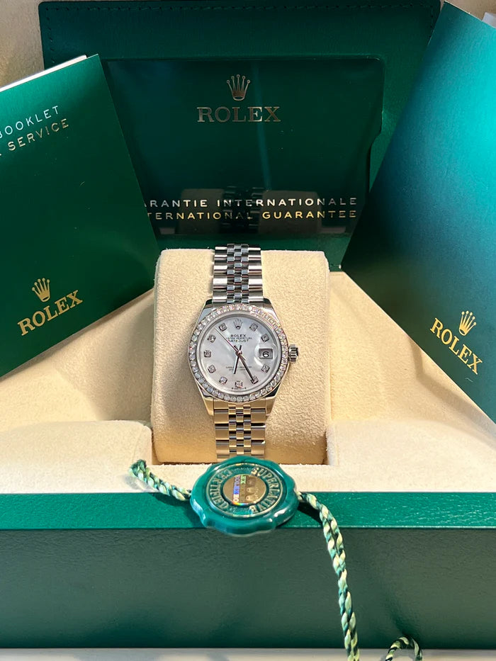 【1:1 Super Clone】 Lady-Datejust 28mm 279384RBR White Mother-of-Pearl Dial Oyster Bracelet