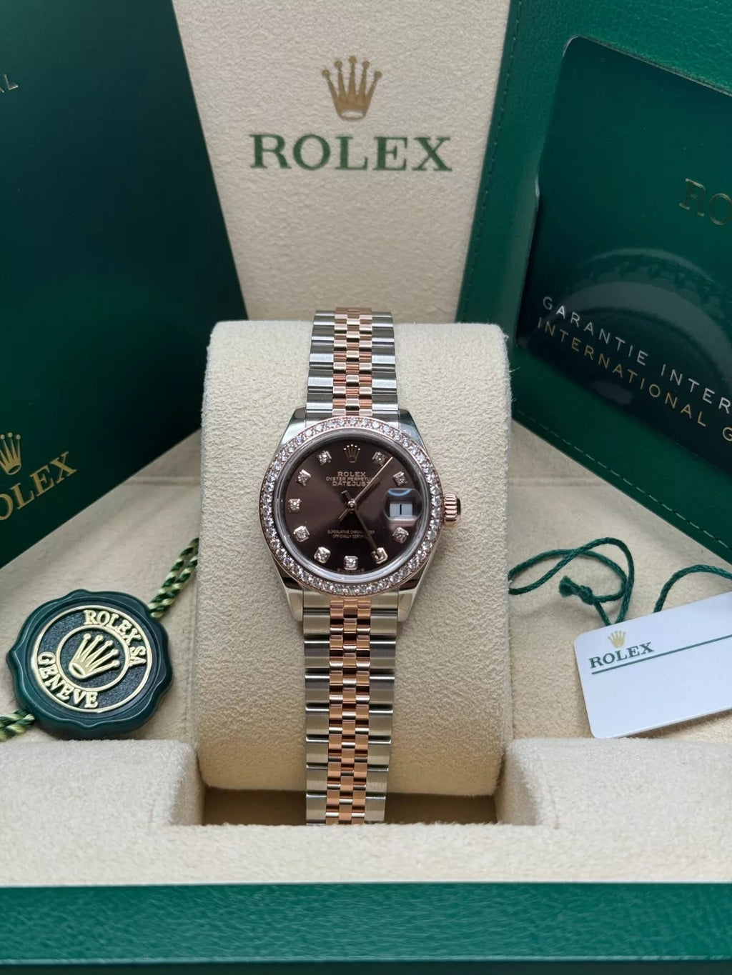 【1:1 Super Clone】 Lady-Datejust 28mm 279381RBR Chocolate Diamond Dial Oyster Bracelet