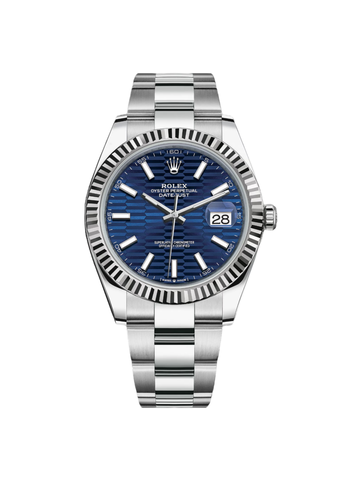 【1:1 Super Clone】  Datejust 41mm Blue Fluted Motif Index Dial Jubilee Bracelet Watch - 126334