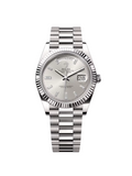 【1:1 Super Clone】  Day-Date "President" 40mm White Gold Silver Diamond Baguette Dial - 228239