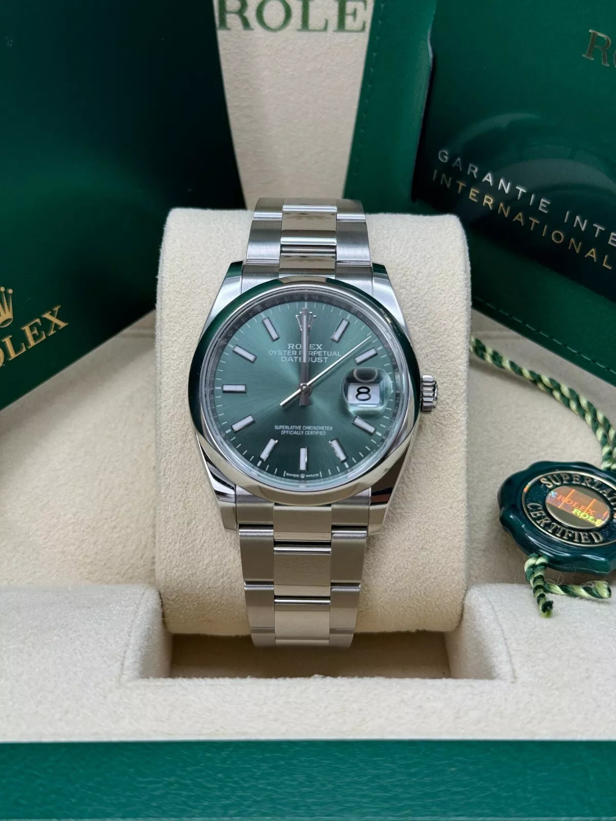 【1:1 Super Clone】  Datejust 36mm 126200 Mint Green Dial Stainless Steel Oyster Bracelet Watch