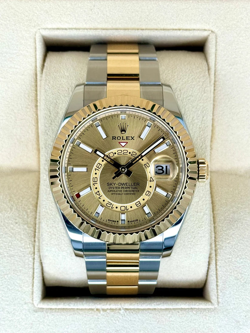 【1:1 Super Clone】  Sky-Dweller 42mm 336933-0001/0002 Two-Tone Yellow Gold Champagne Dial Oyster
