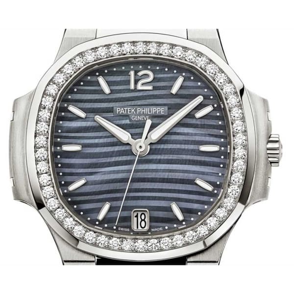 【1:1 Super Clone】Patek Philippe Nautilus Blue Tinted Mother Of Pearl Dial Automatic Ladies Diamond Watch 7018/1A-010
