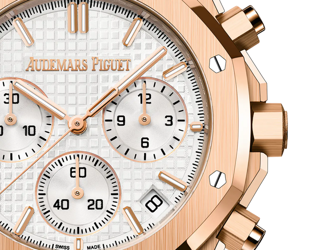 【1:1 Super Clone】A&P ROYAL OAK Pink Gold Silver-Toned Dial CHRONOGRAPH 41mm