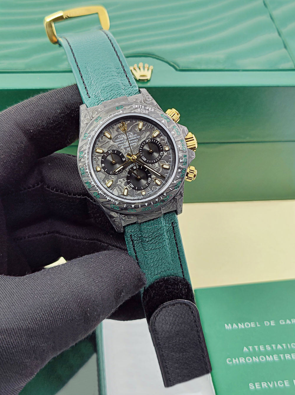 【1:1 Super Clone】Rolex Cosmograph Daytona DIW Carbon Emerald Green Super Clone Swiss Replica Watch | Custom Made Limited Edition |