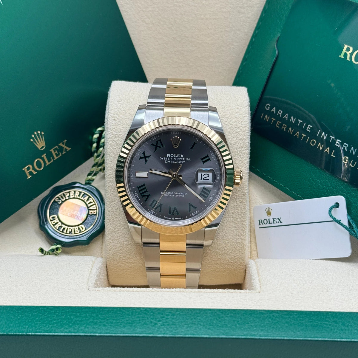 【1:1 Super Clone】  Datejust 41mm 126333 Two-Tone Yellow Gold Fluted Bezel "Wimbledon" Dial Oyster
