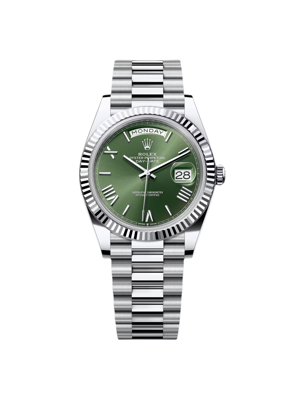 【1:1 Super Clone】  Day-Date "President" 40mm Platinum Green Olive Roman Dial - 228236