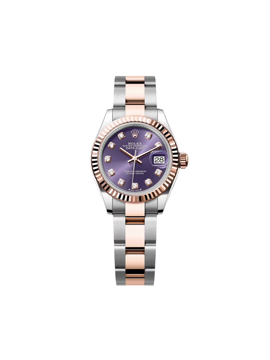 【1:1 Super Clone】 Lady-Datejust 28mm 279171 Aubergine Diamond Oyster Stainless Steel and Rose Gold