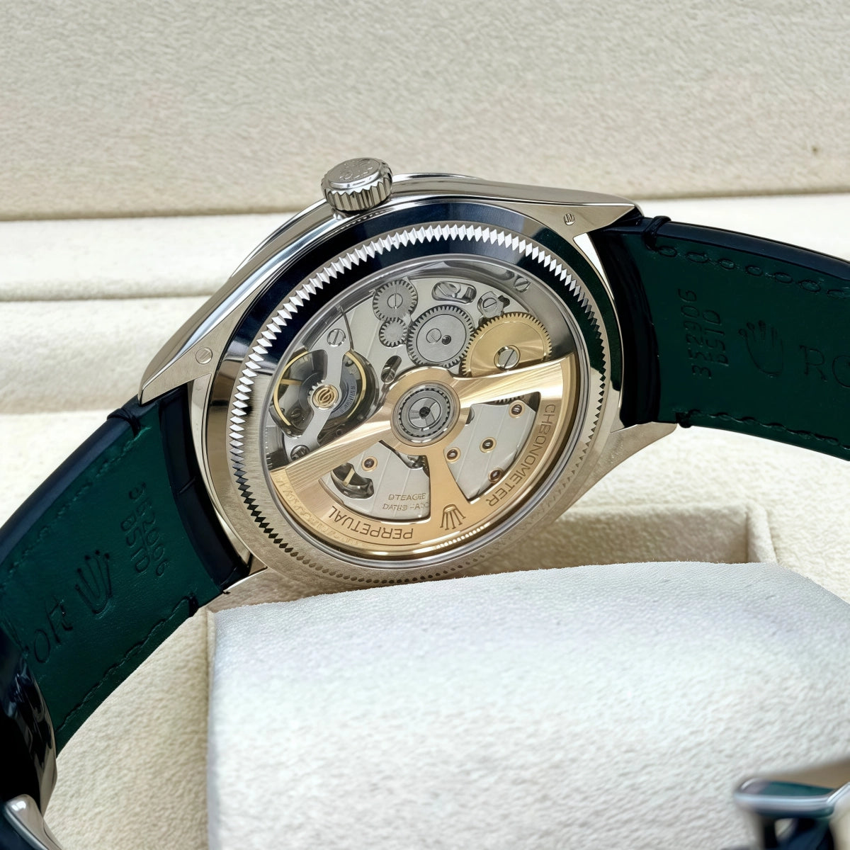 【1:1 Super Clone】Rolex 1908 Platinum Ice Blue Dial Black Alligator Strap - 52506-0003