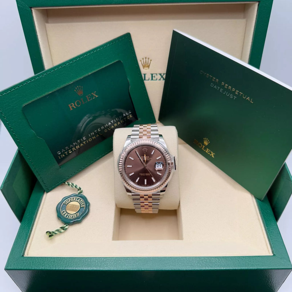 【1:1 Super Clone】 Datejust 41mm 126331 Chocolate Index Jubilee Steel and Everose Gold Watch