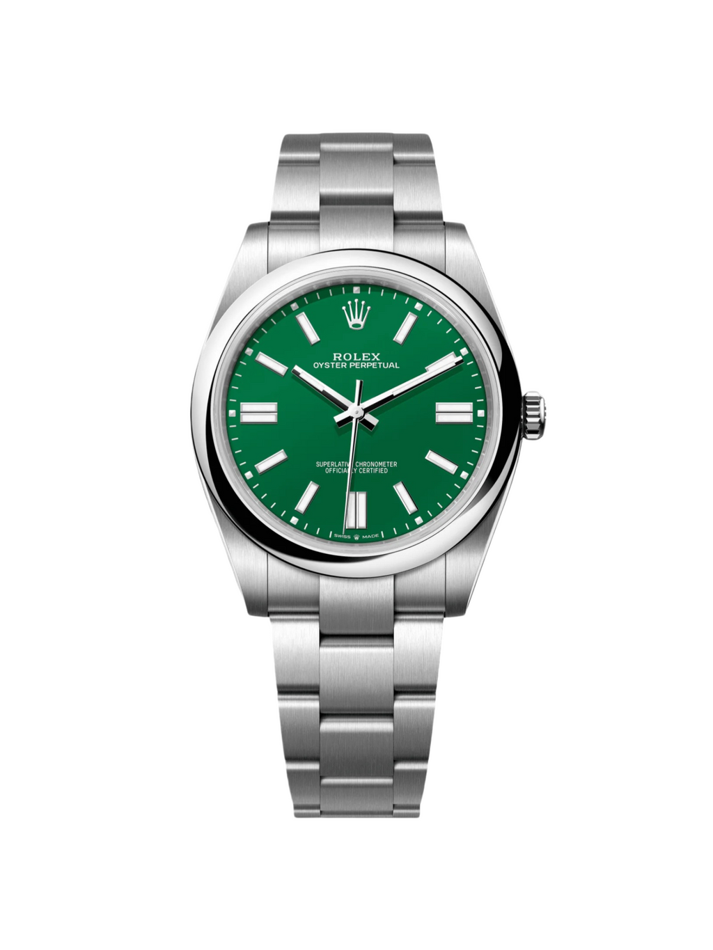 【1:1 Super Clone】 Oyster Perpetual 41mm 124300-0005 Green Index Dial & Smooth Bezel Oyster Bracelet Men’s Watch