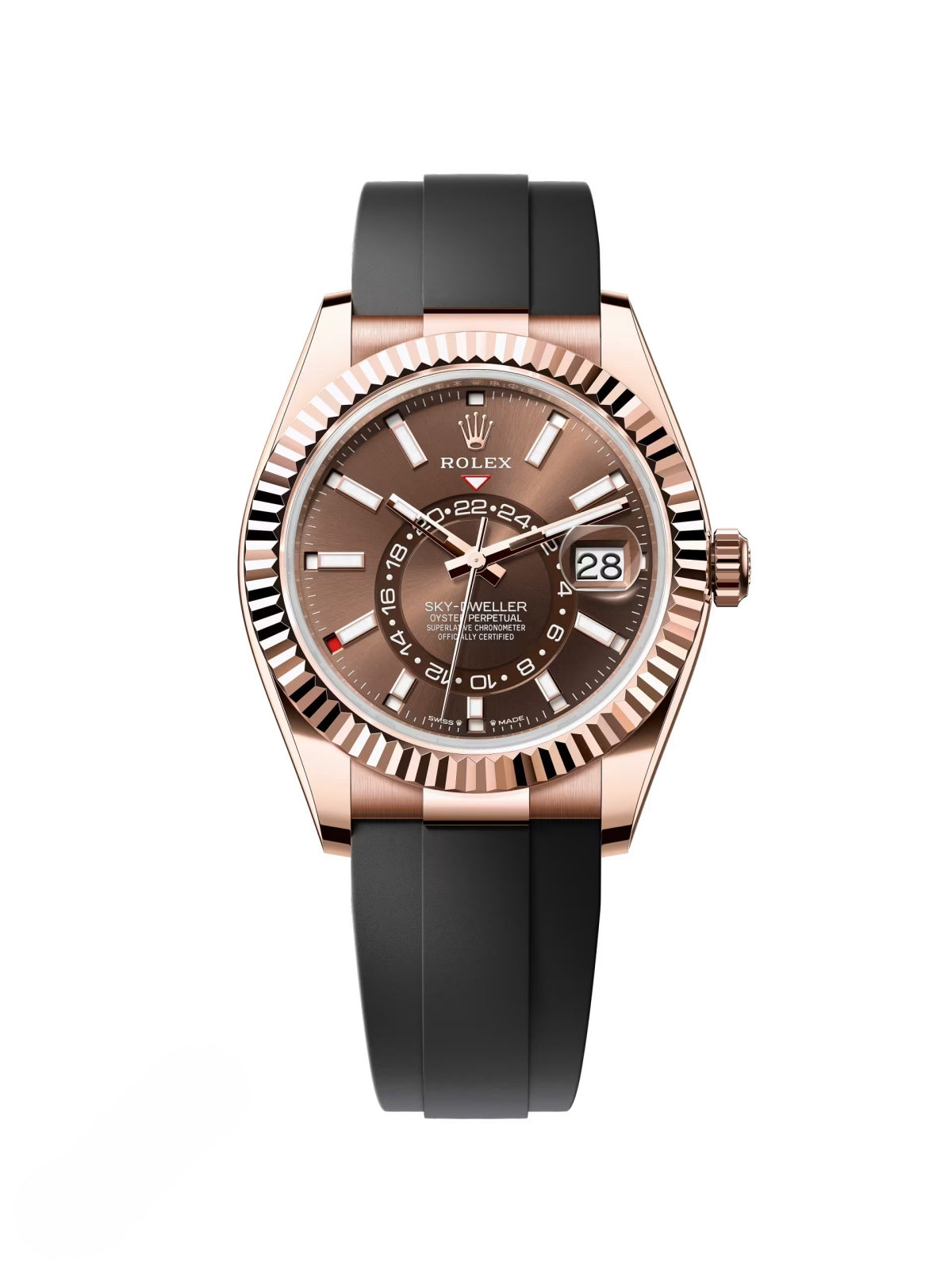 【1:1 Super Clone】  Sky-Dweller 42mm Rose Gold Chocolate Dial Oysterflex - 336235