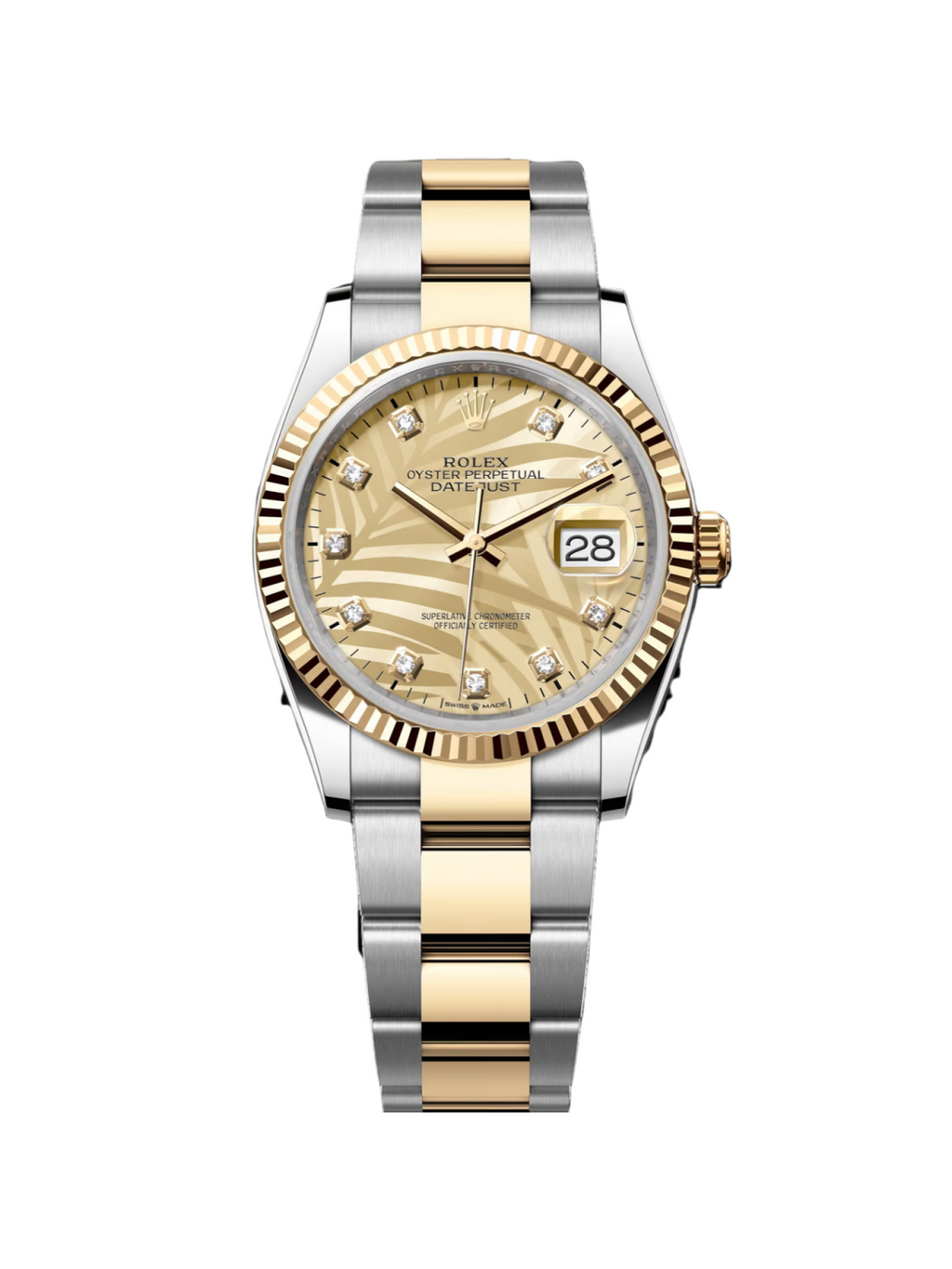 【1:1 Super Clone】  Datejust 36mm 126233 Champagne Palm Motif Diamond Dial and Jubilee Bracelet Watch