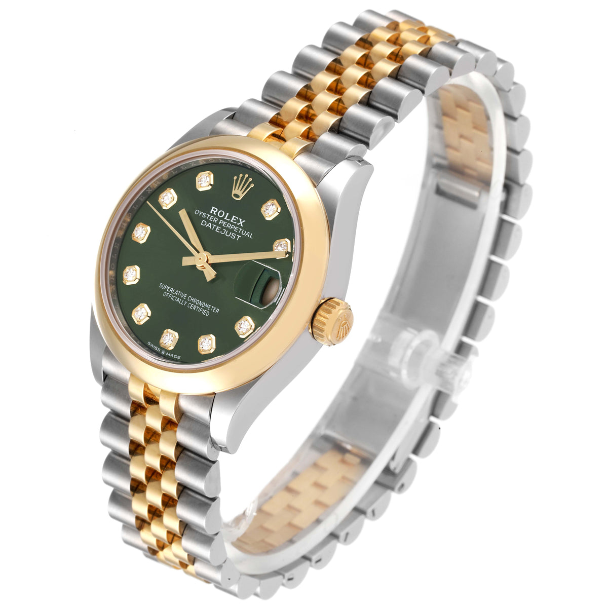 【1:1 Super Clone】 Datejust m278243-0029/0030 31mm Olive Green Dial Yellow Rolesor Oyster Watch